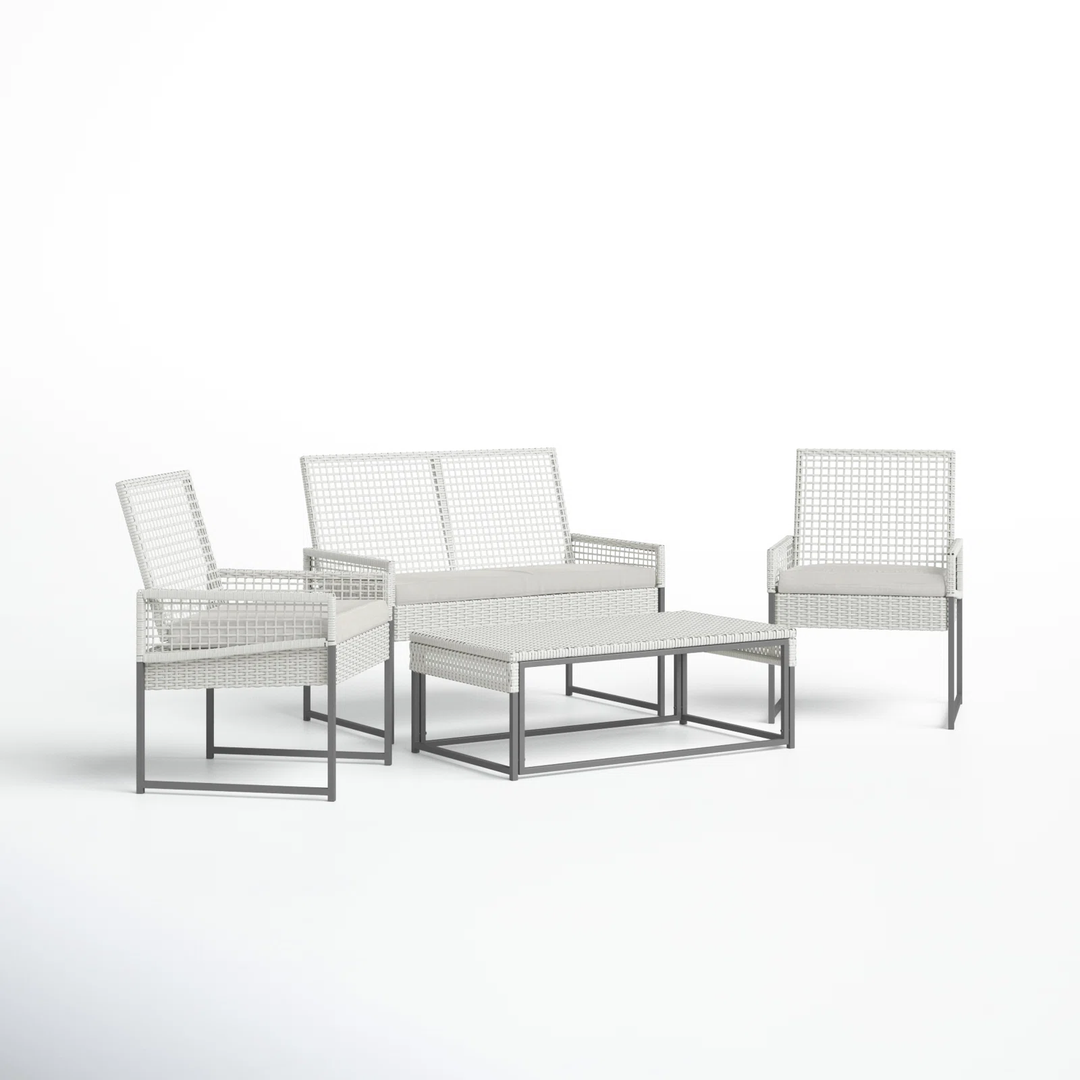 Bares Outdoor Garden Balcony Sofa Set 2 Seater, 2 Single seater and 1 Center Table  Set (White)