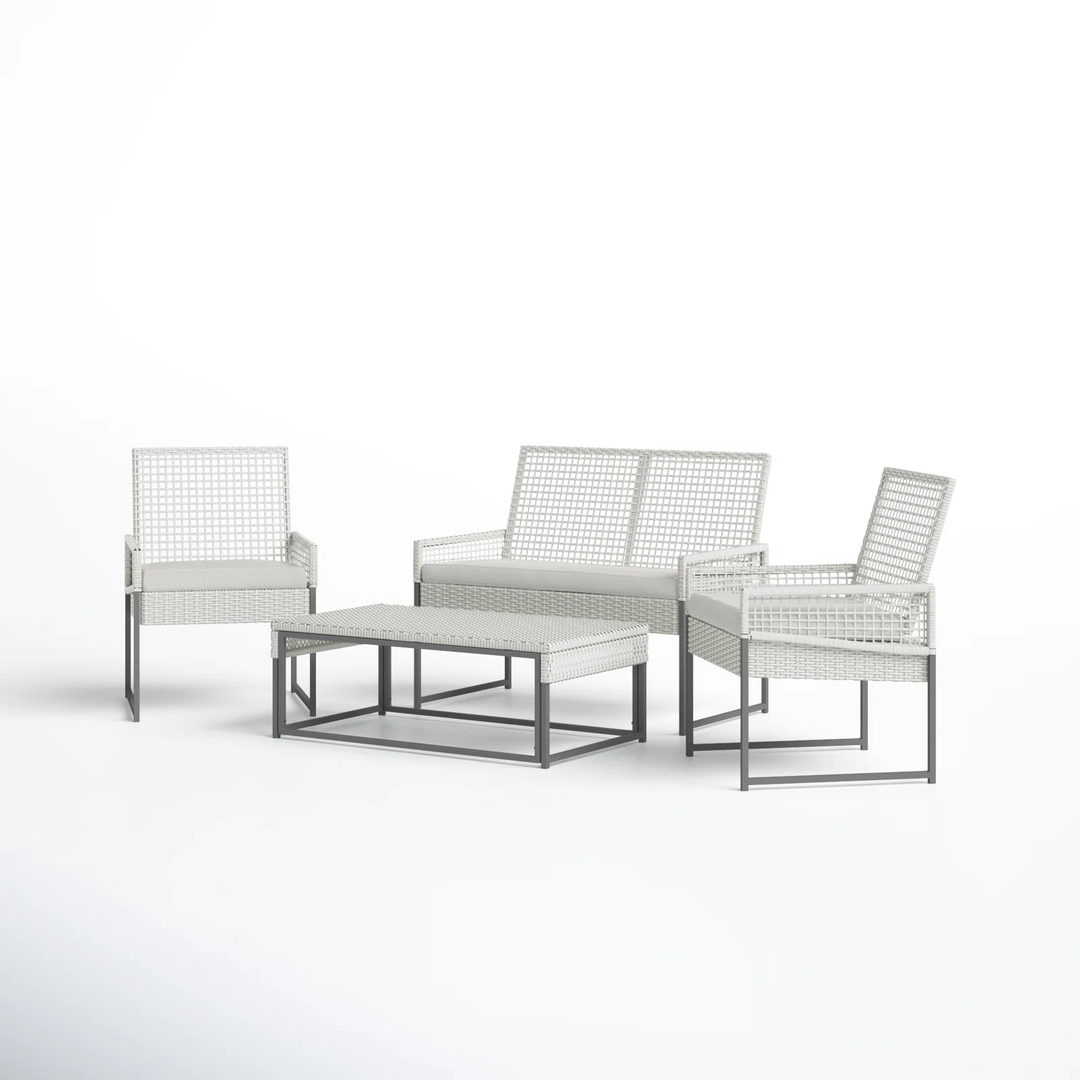 Bares Outdoor Garden Balcony Sofa Set 2 Seater, 2 Single seater and 1 Center Table  Set (White)