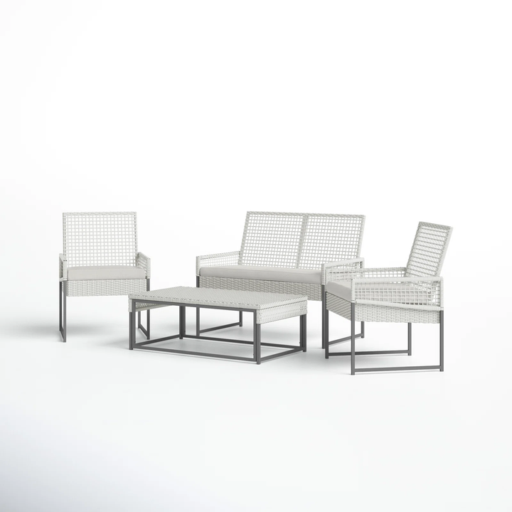 Bares Outdoor Garden Balcony Sofa Set 2 Seater, 2 Single seater and 1 Center Table  Set (White)