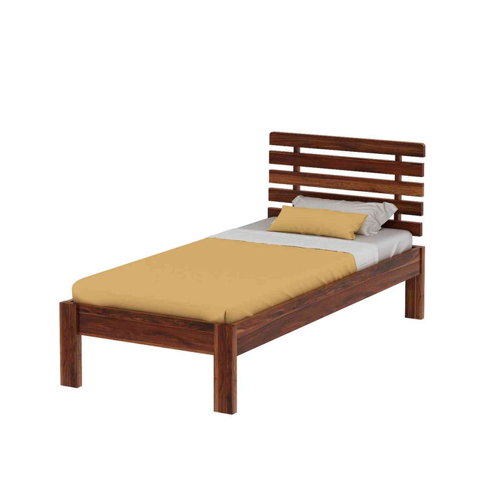 Diamantina Solid Sheesham Wood Single Bed Without Storage (Natural Finish)