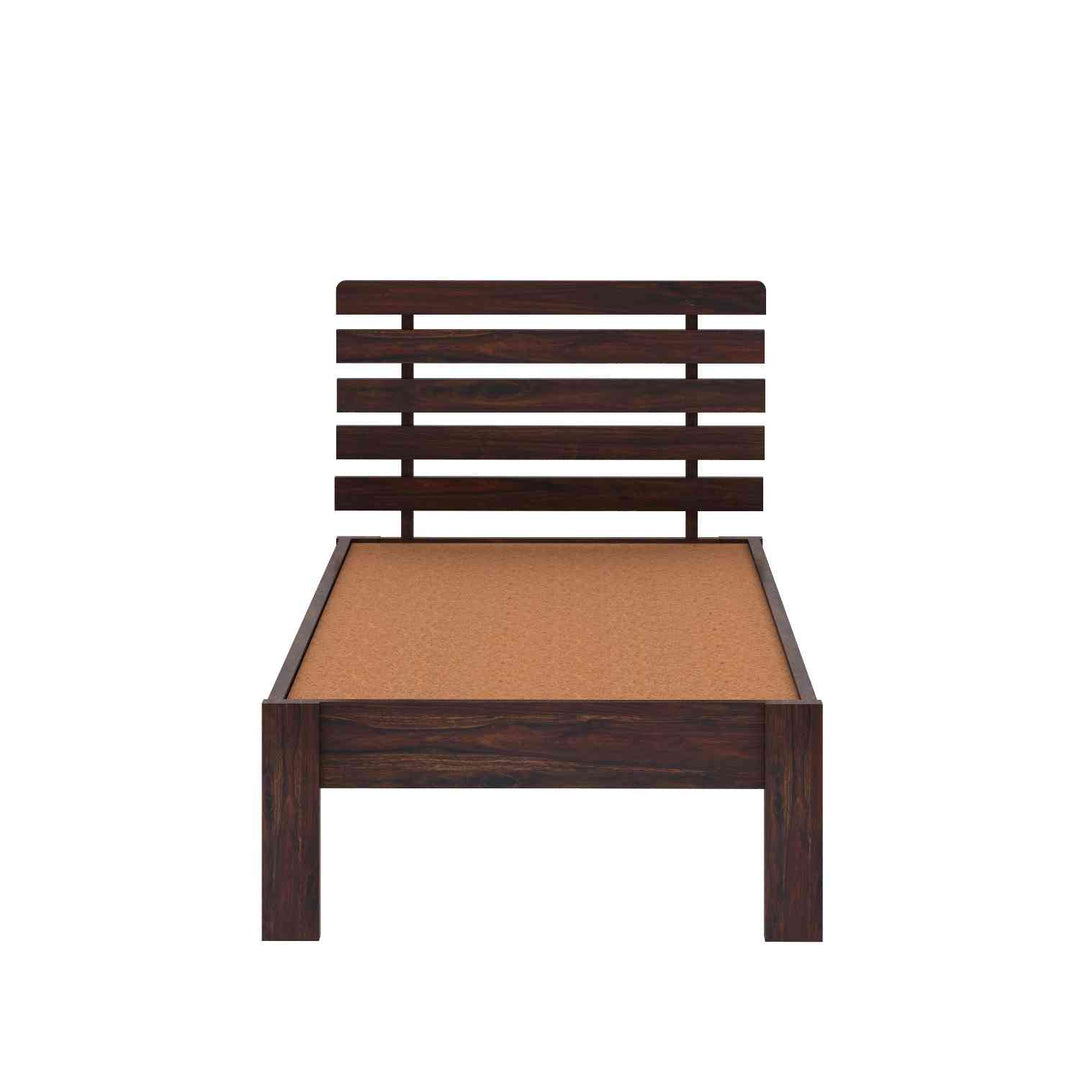 Dominga Solid Sheesham Wood Single Bed Without Storage (Walnut Finish)