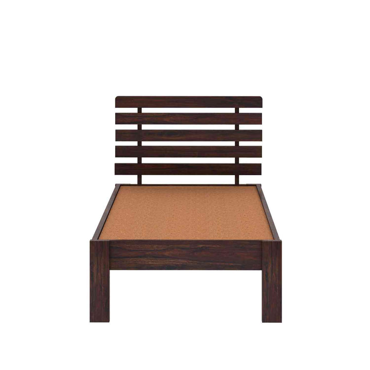 Dominga Solid Sheesham Wood Single Bed Without Storage (Walnut Finish)