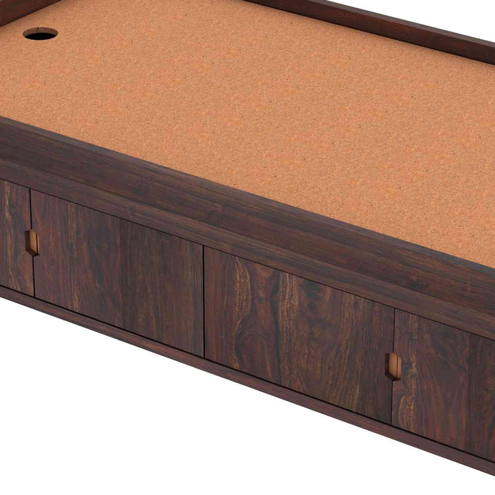 Judith Solid Sheesham Wood Single Bed Cum Day Bed With Door Storage (With Mattress, Walnut Finish)