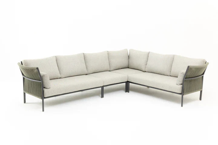 Capuano Outdoor Sofa Set 6 Seater,  1 Center Table and 1 Side Table Set (Khaki) Braided & Rope