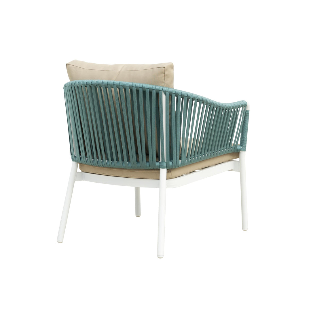 Furnixa Outdoor Garden Balcony Sofa Set 2 Seater, 2 Single seater and 1 Center Table Set, Braid & Rope (White + Blue)