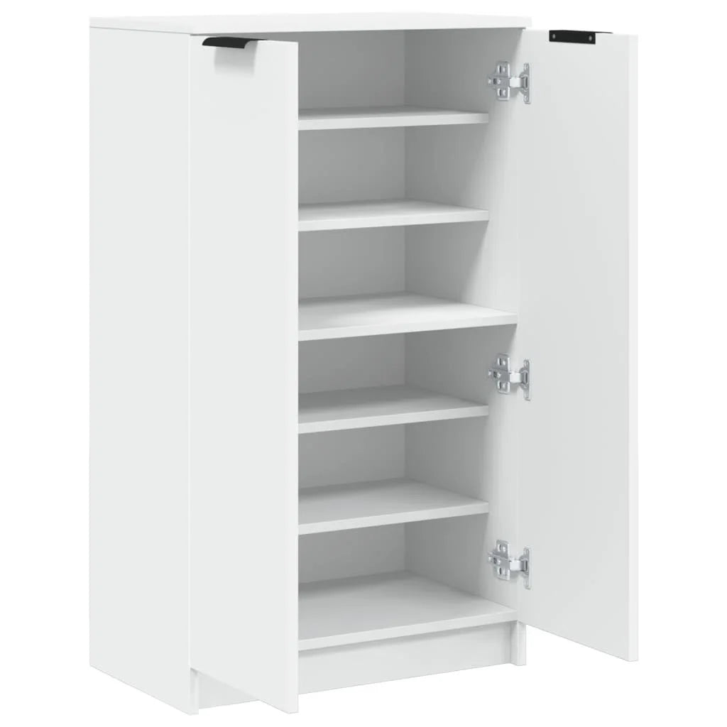 OmkarWood Premium Shoe Rack – 2-Door Cabinet for 12 Pairs (Engineered Wood, White Finish)