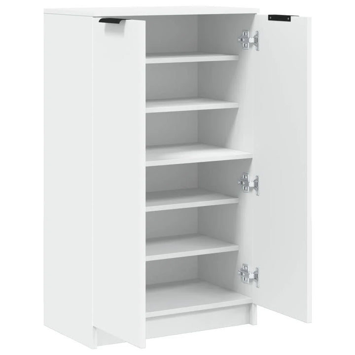 OmkarWood Premium Shoe Rack – 2-Door Cabinet for 12 Pairs (Engineered Wood, White Finish)