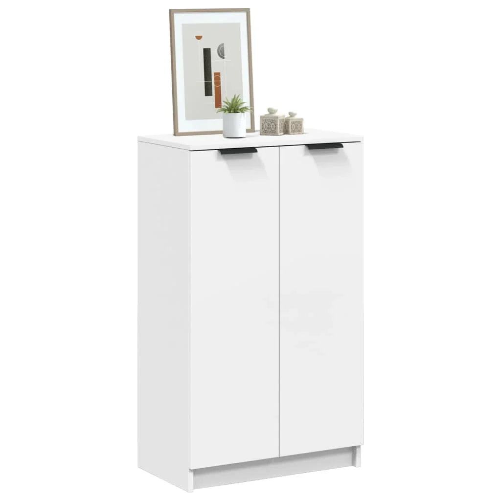 OmkarWood Premium Shoe Rack – 2-Door Cabinet for 12 Pairs (Engineered Wood, White Finish)