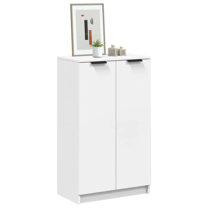 OmkarWood Premium Shoe Rack – 2-Door Cabinet for 12 Pairs (Engineered Wood, White Finish)
