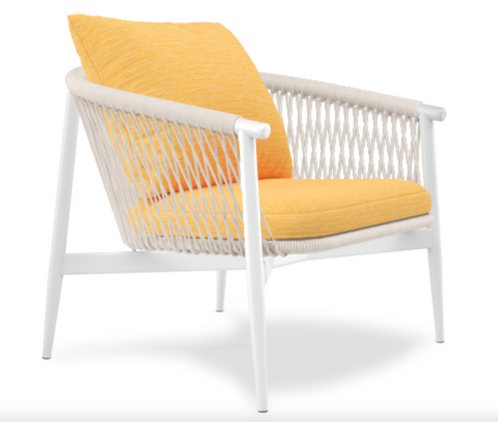 Amvi Outdoor Sofa Set 3 Seater , 2 Single seater and 2 Center Table Set (White + Yellow) Braided & Rope