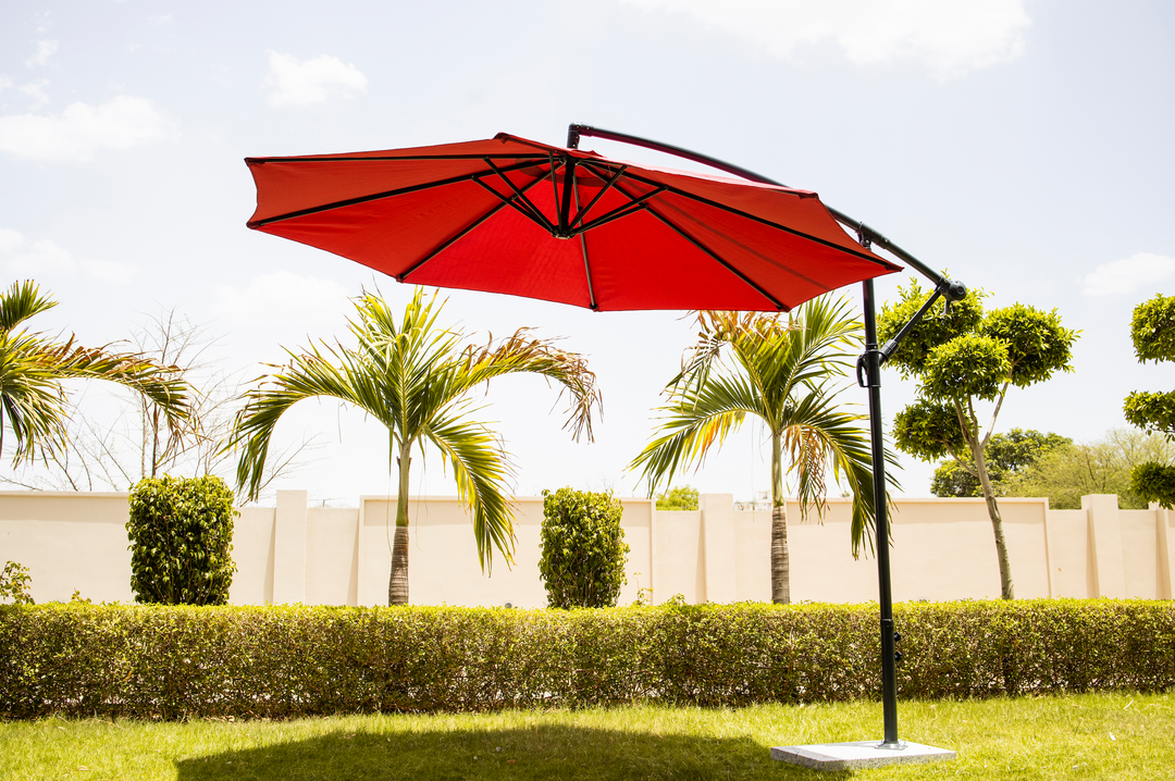 Aqua Luxury Side Pole Garden Umbrella With Stand (Round Mahroon) Umbrella