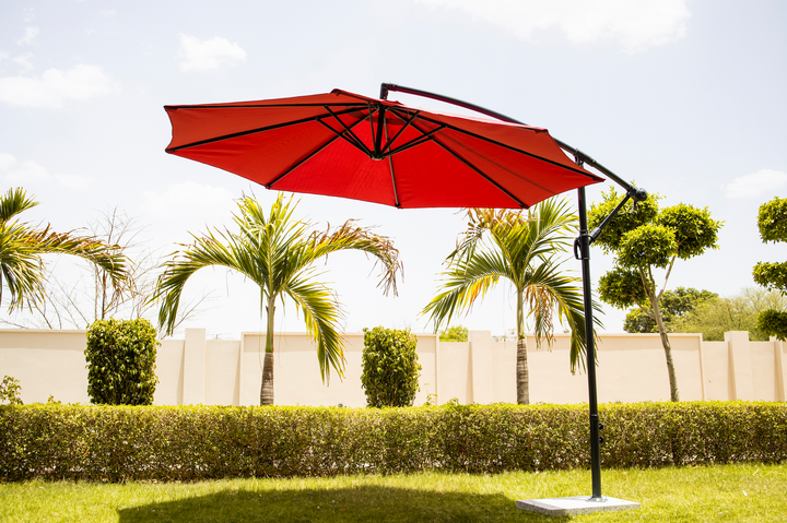 Aqua Luxury Side Pole Garden Umbrella With Stand (Round Mahroon) Umbrella