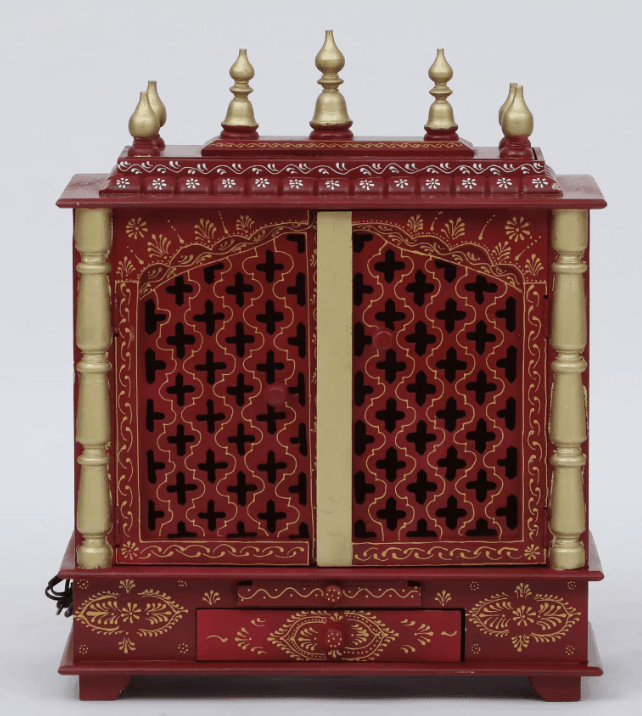 Multicolor Sheesham Wood & MDF Pooja Mandir With Door, - Ouch Cart 