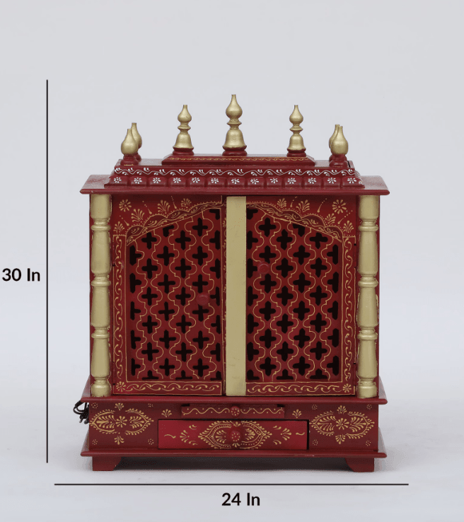 Multicolor Sheesham Wood & MDF Pooja Mandir With Door, - Ouch Cart 