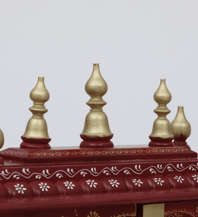 Multicolor Sheesham Wood & MDF Pooja Mandir With Door, - Ouch Cart 