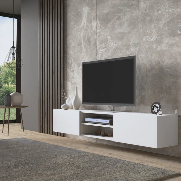 Harini Wall Mounted Tv Unit for Living Room - White Finish