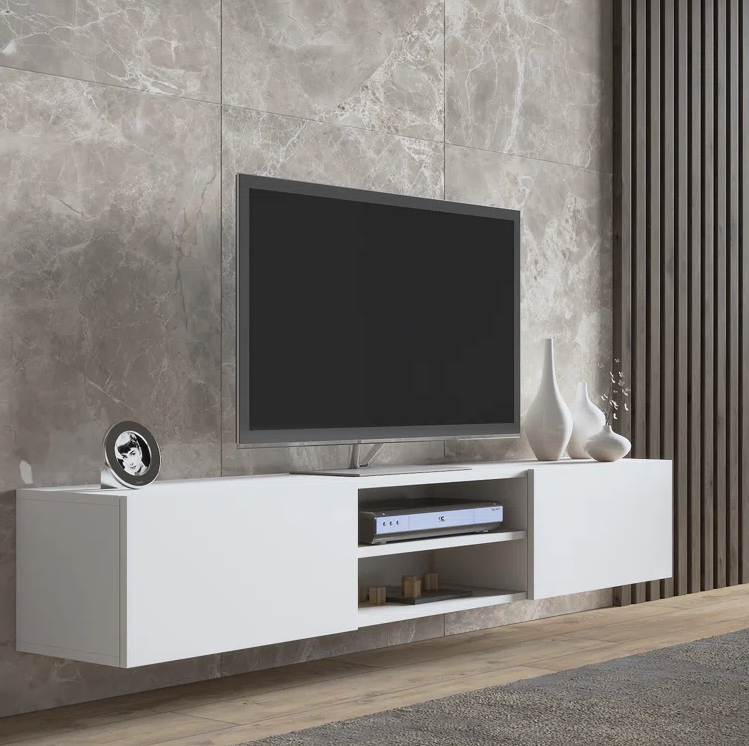 Harini Wall Mounted Tv Unit for Living Room - White Finish