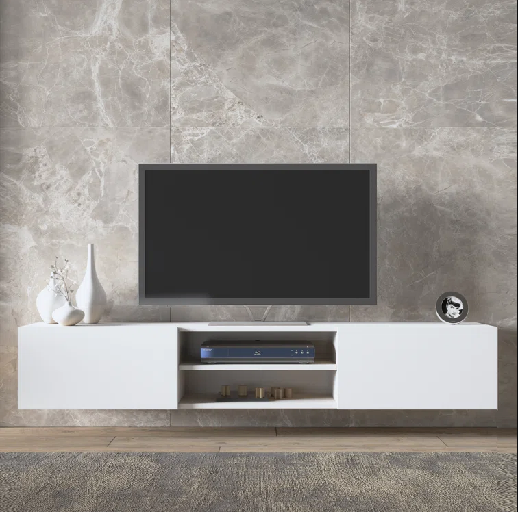 Harini Wall Mounted Tv Unit for Living Room - White Finish