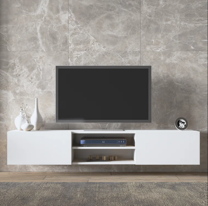 Harini Wall Mounted Tv Unit for Living Room - White Finish