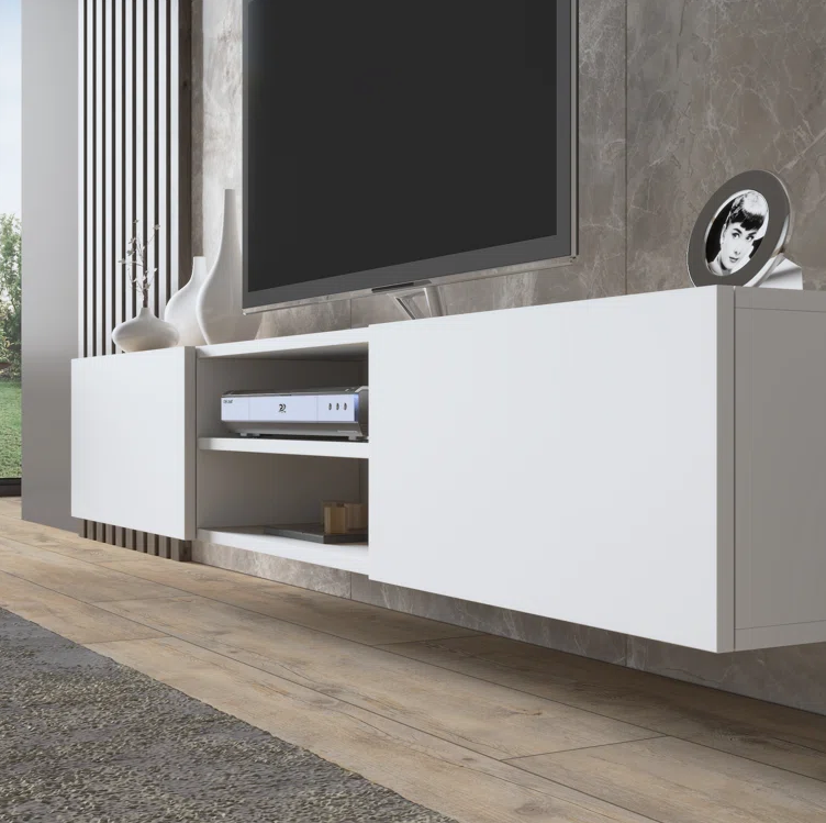 Harini Wall Mounted Tv Unit for Living Room - White Finish