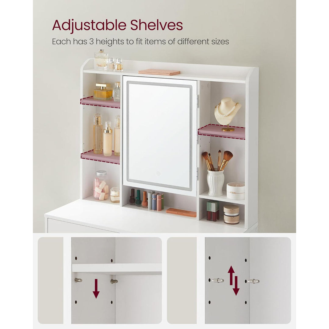 OmkarWood GraceLite Vanity Station with Hollywood Mirror