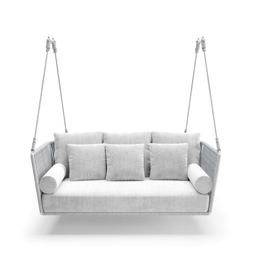 Celeste Double Seater Hanging Swing Without Stand For Balcony , Garden Swing (Silver) Braided & Rope