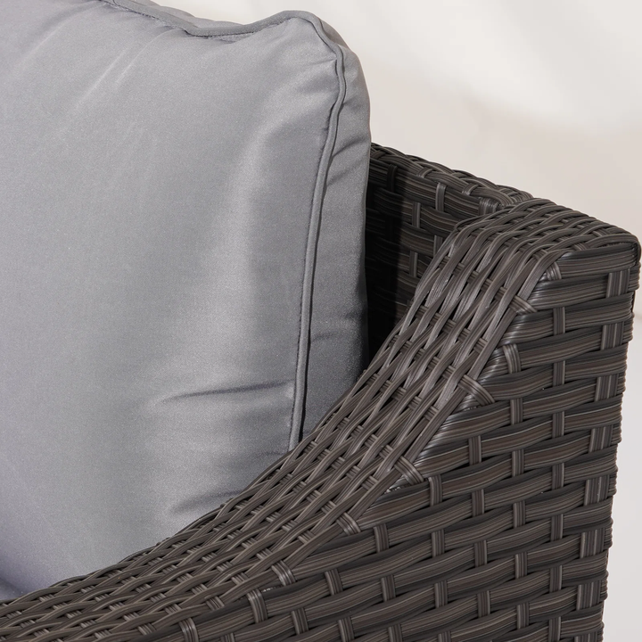 Ration Outdoor Garden Balcony Sofa Set 2 Seater, 2 Single seater With 2 Ottoman and 1 Center Table, 1 Side Table Set (Dark Brown)