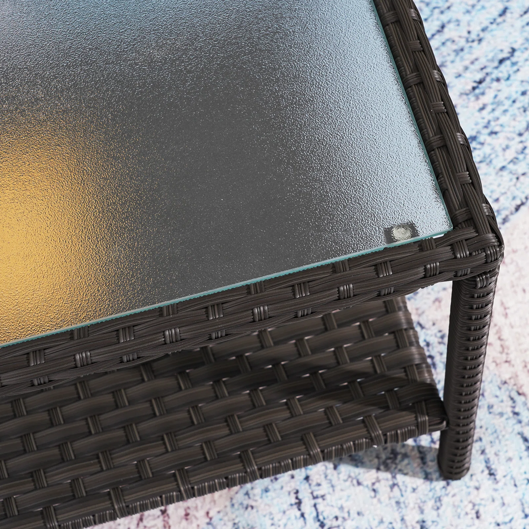 Ration Outdoor Garden Balcony Sofa Set 2 Seater, 2 Single seater With 2 Ottoman and 1 Center Table, 1 Side Table Set (Dark Brown)