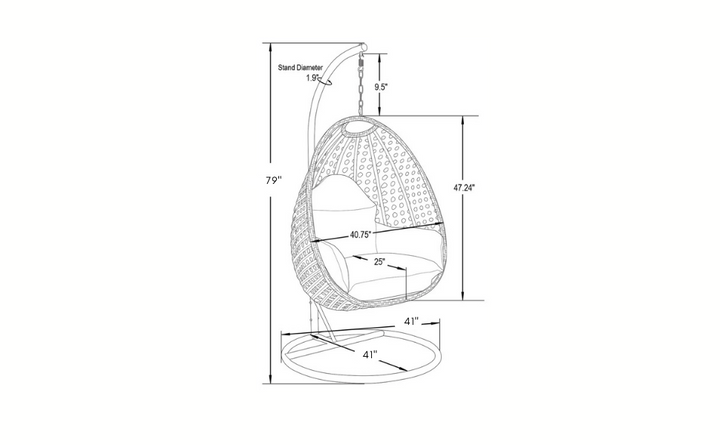Blox Single Seater Hanging Swing With Stand For Balcony , Garden (Dark Grey)
