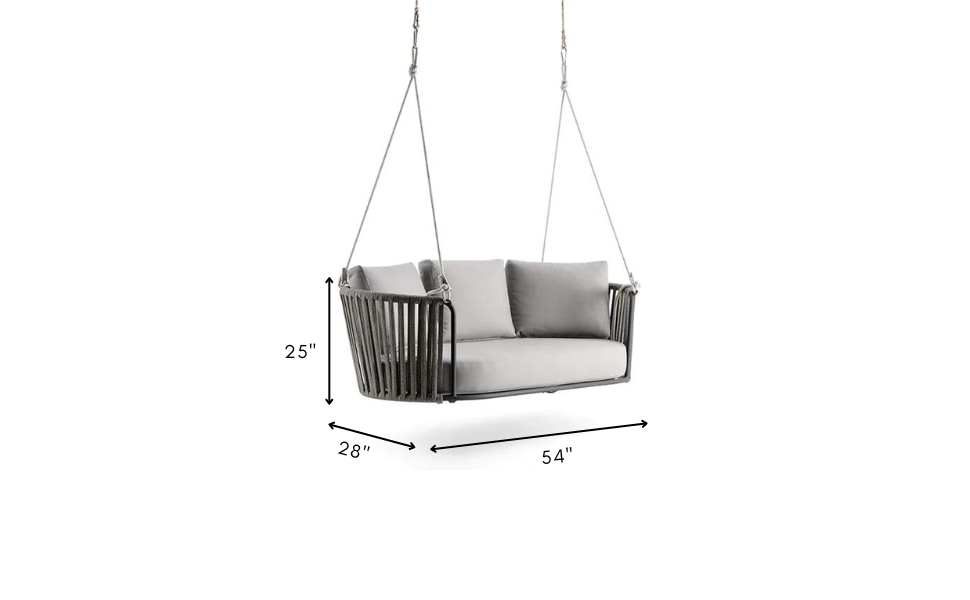 Gato Double Seater Hanging Swing Without Stand For Balcony , Garden Swing (Grey) Braided & Rope