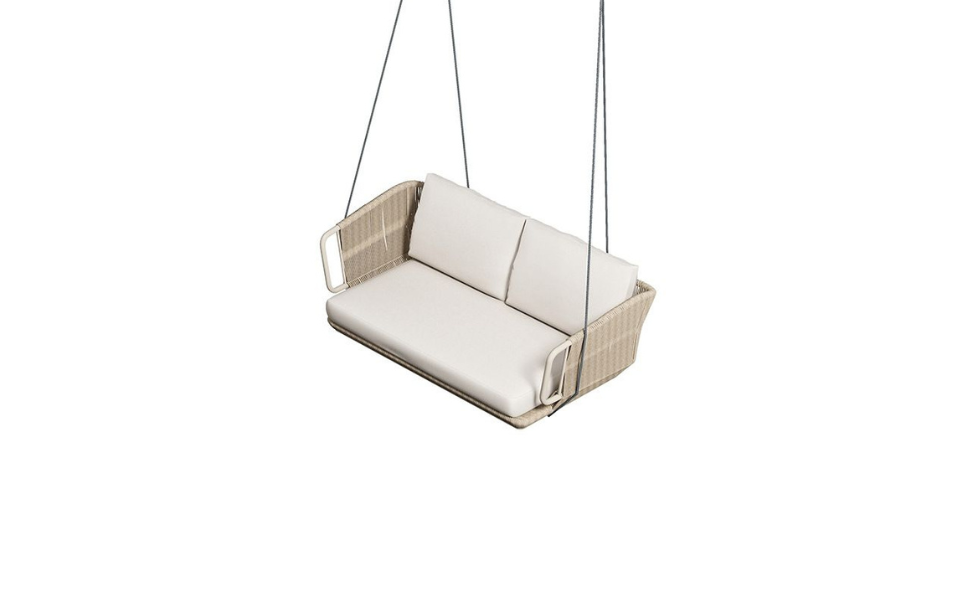 Pascale Double Seater Hanging Swing Without Stand For Balcony , Garden Swing (Beige) Braided & Rope