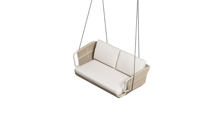 Pascale Double Seater Hanging Swing Without Stand For Balcony , Garden Swing (Beige) Braided & Rope