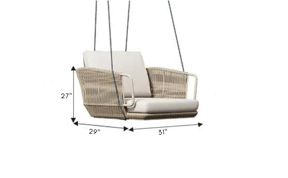 Benoit Single Seater Hanging Swing Without Stand For Balcony , Garden Swing (Beige) Braided & Rope