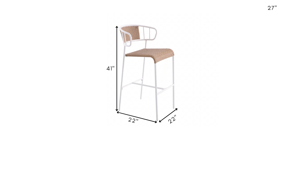 Boivin Outdoor Patio Bar Chair 2 Chairs set For Balcony (White + Light Brown)