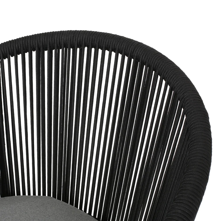 Luigi Outdoor Patio Seating Set 2 Chairs and 1 Table Set (Black) Braided & Rope