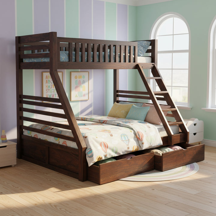 Sofía Intalian Solid Sheesham Bunk Bed With Drawer Storage