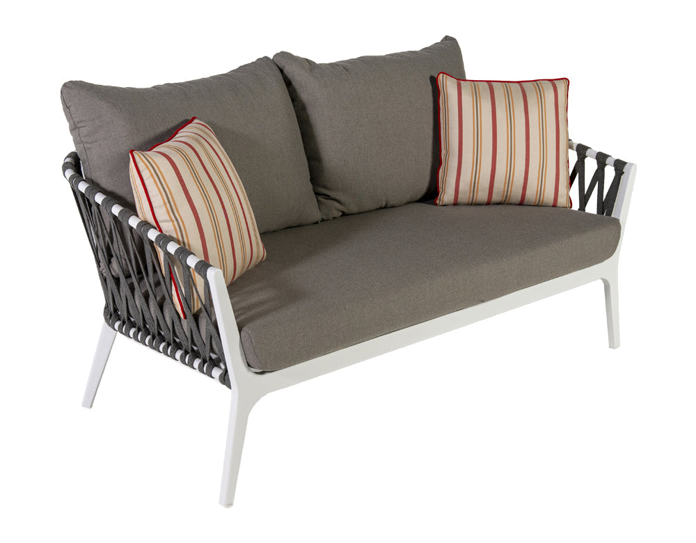 Mazzanti Outdoor Sofa Set 2 Seater , 2 Single seater and 1 Center Table (White + Brown) Braided & Rope