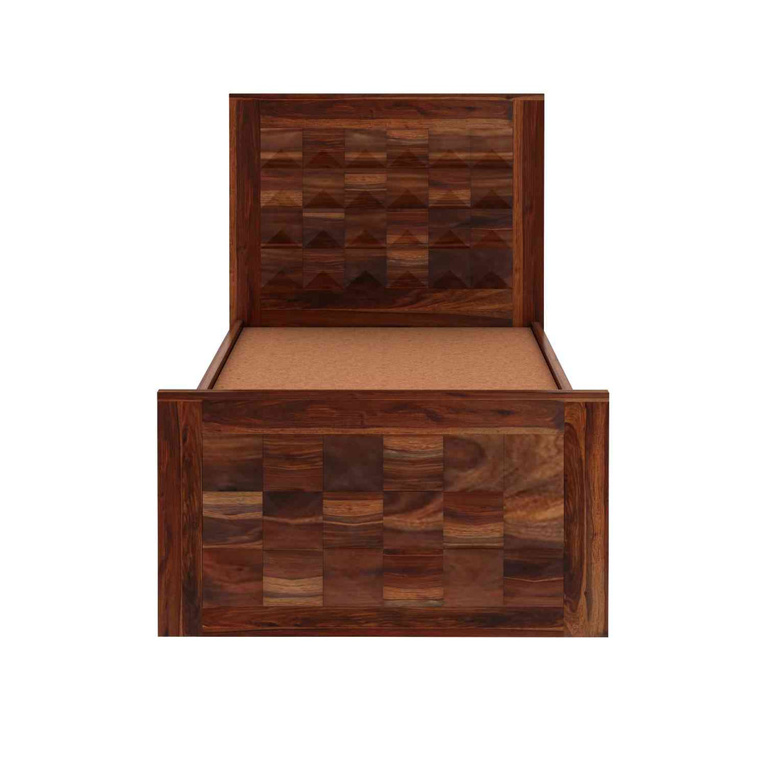Filomena Solid Sheesham Wood Single Bed With Two Drawer (Natural Finish)