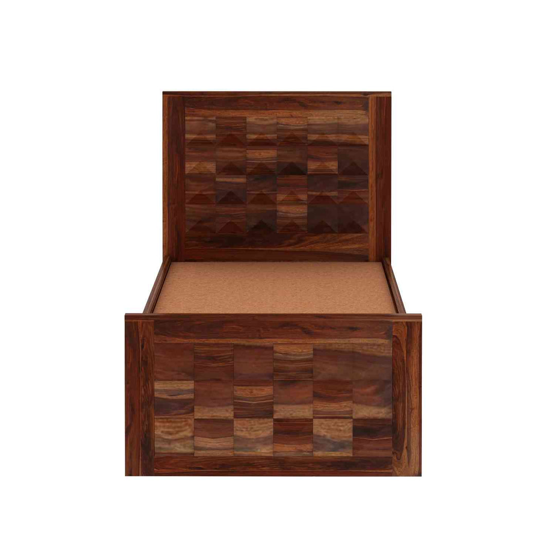 Georgina Solid Sheesham Wood Single Bed Without Storage (Natural Finish)