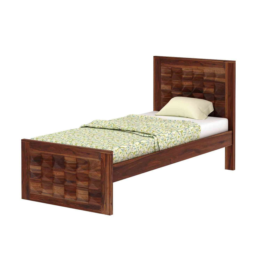 Georgina Solid Sheesham Wood Single Bed Without Storage (Natural Finish)