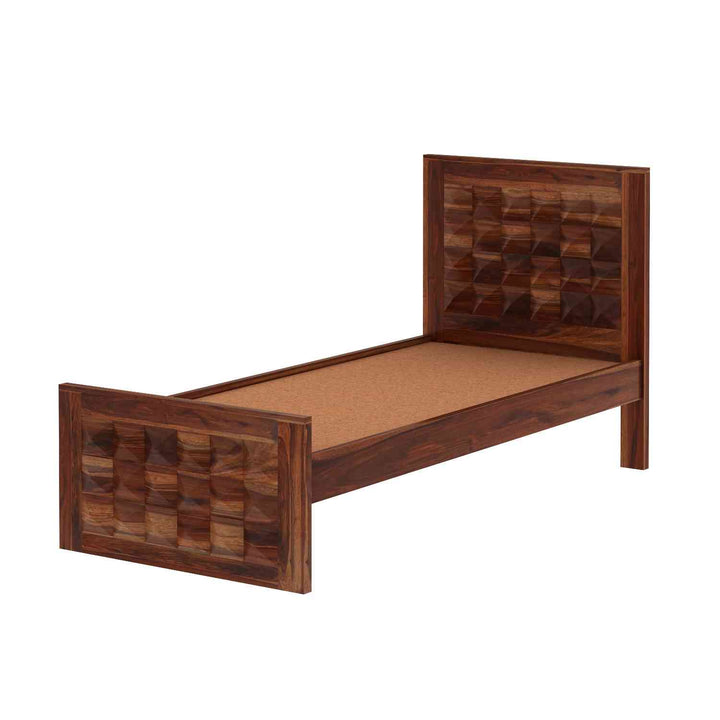 Georgina Solid Sheesham Wood Single Bed Without Storage (Natural Finish)