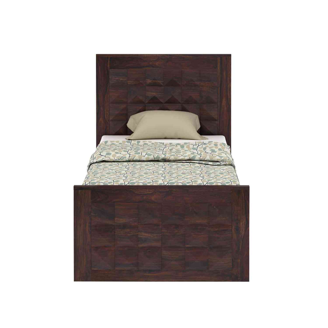 Gisela Solid Sheesham Wood Single Bed Without Storage (Walnut Finish)
