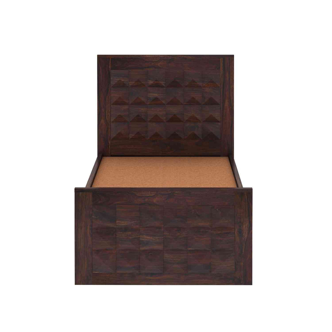 Gisela Solid Sheesham Wood Single Bed Without Storage (Walnut Finish)