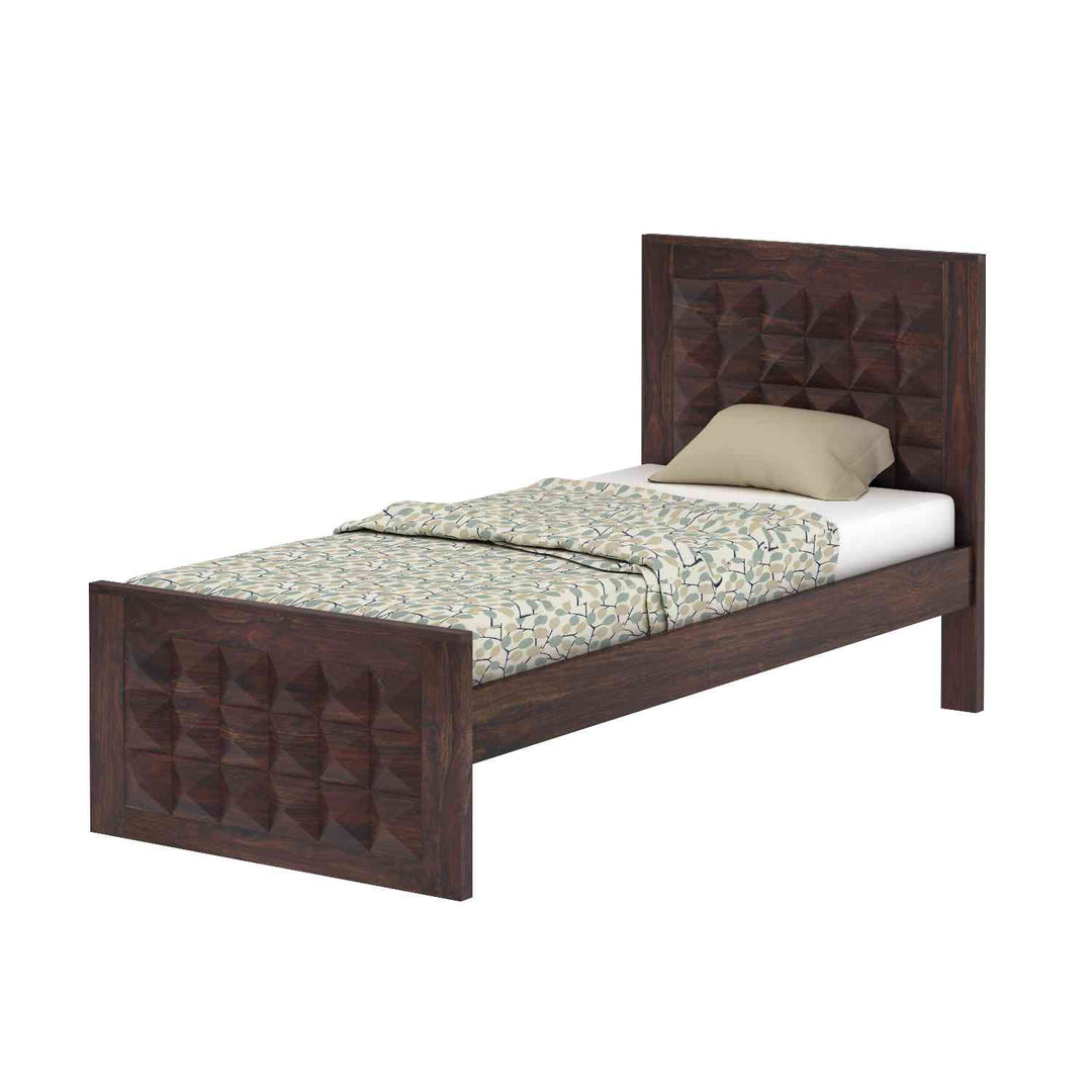 Gisela Solid Sheesham Wood Single Bed Without Storage (Walnut Finish)