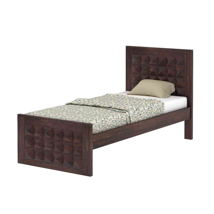 Gisela Solid Sheesham Wood Single Bed Without Storage (Walnut Finish)