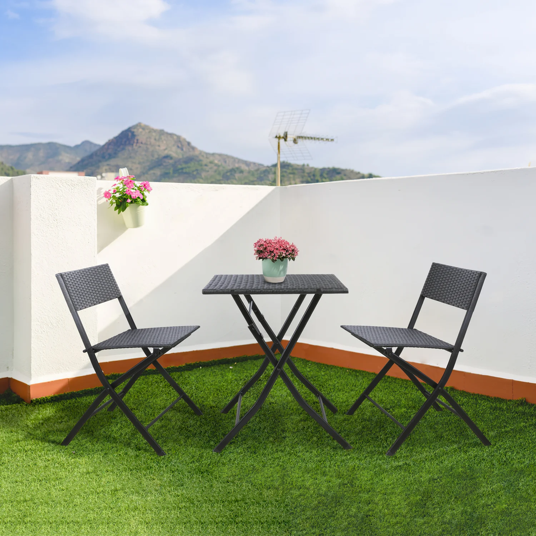 Lona Outdoor Patio Seating Set 2 Chairs and 1 Table Set (Black)