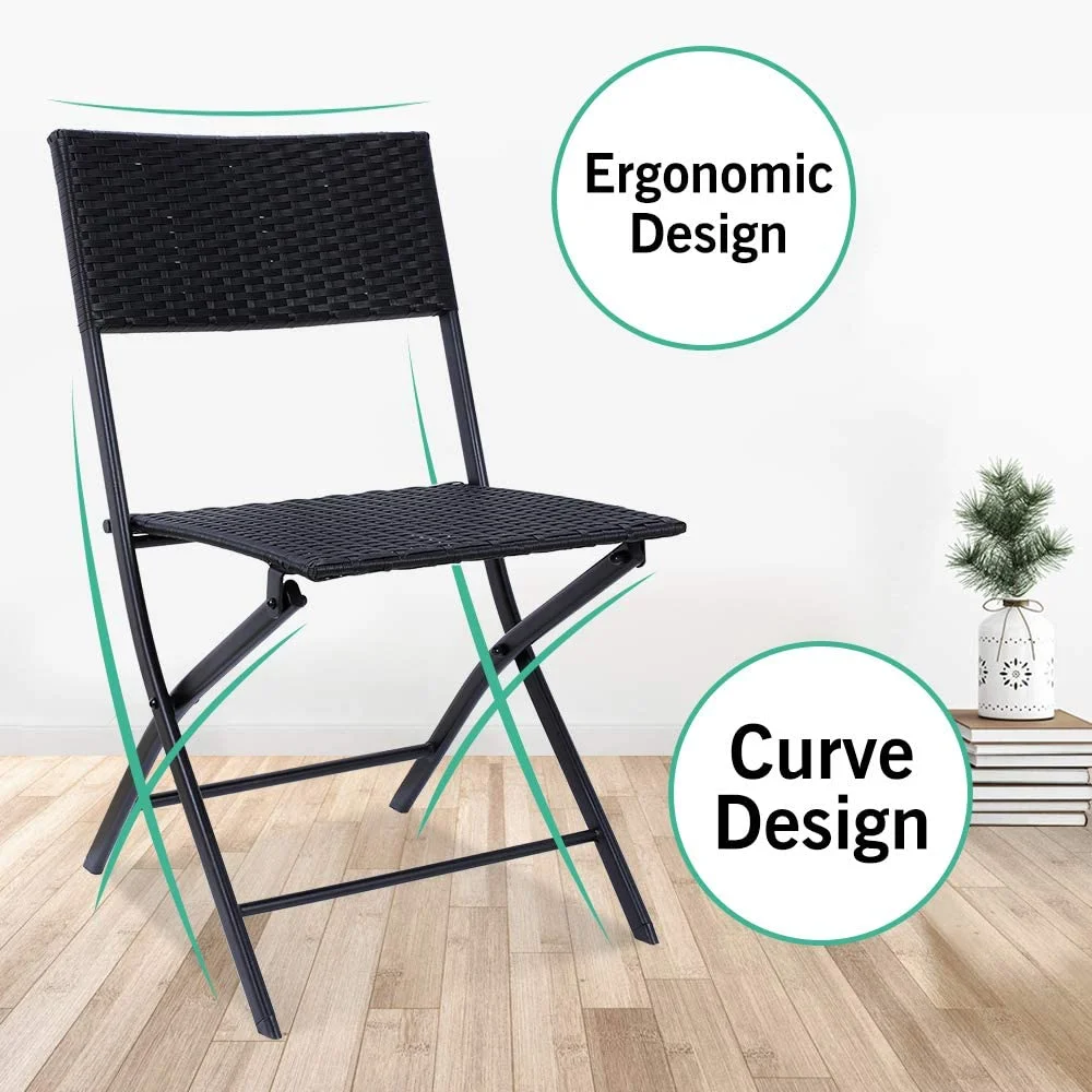 Lona Outdoor Patio Seating Set 2 Chairs and 1 Table Set (Black)