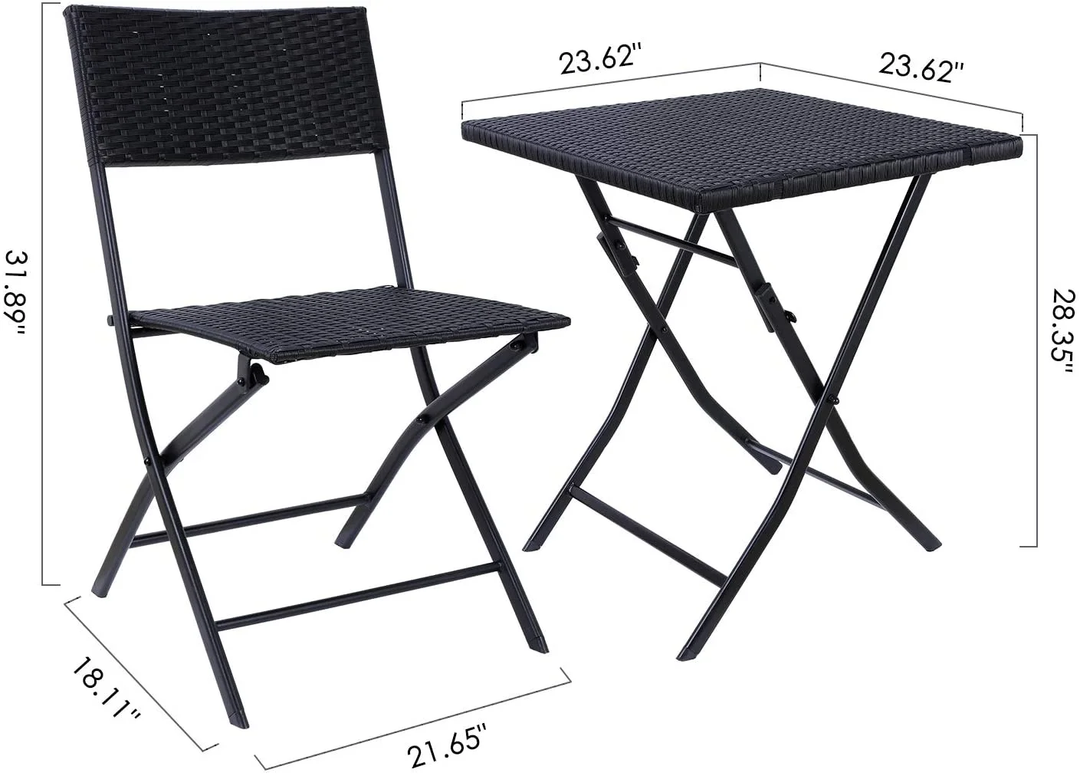 Lona Outdoor Patio Seating Set 2 Chairs and 1 Table Set (Black)