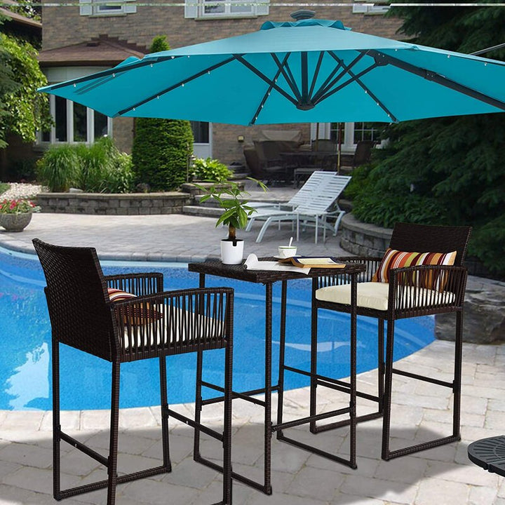 Ercole Outdoor Patio Bar Sets 2 Chairs and 1 Table (Brown)