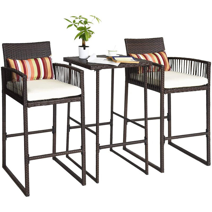 Ercole Outdoor Patio Bar Sets 2 Chairs and 1 Table (Brown)